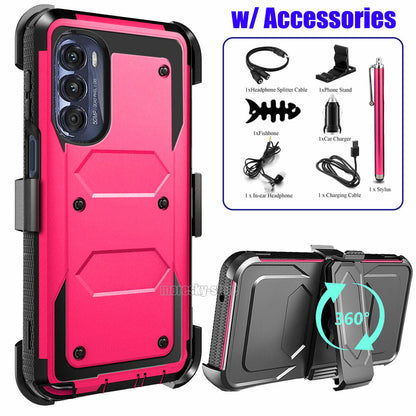 Rugged Case For Motorola Moto G Stylus 2022 w/ 360 Clip Holster Cover Accessory