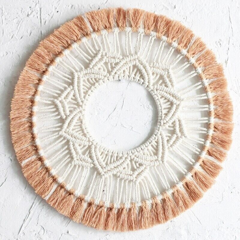Wall Hanging Tapestry Bohemian Home Decor Woven Macrame Mandala Cotton Rope 42cm