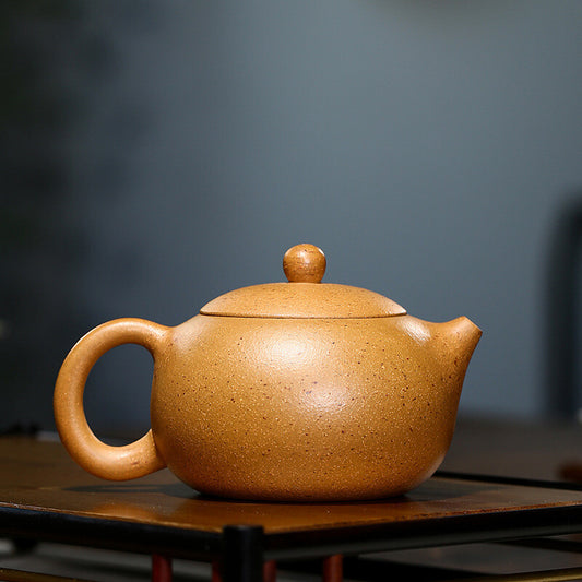 5.4"Chinese Yixing Zisha Pottery Kwai Yellow Zhu Clay 300ML Xishi Kung Fu Teapot