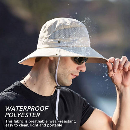Wide Brim Sun Hat Breathable Bucket Cap Summer Fishing UV Protection Men Women