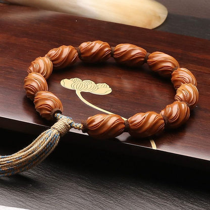 Olive Kernel Carved Bracelet Twist Pattern Handheld Wristband Gift