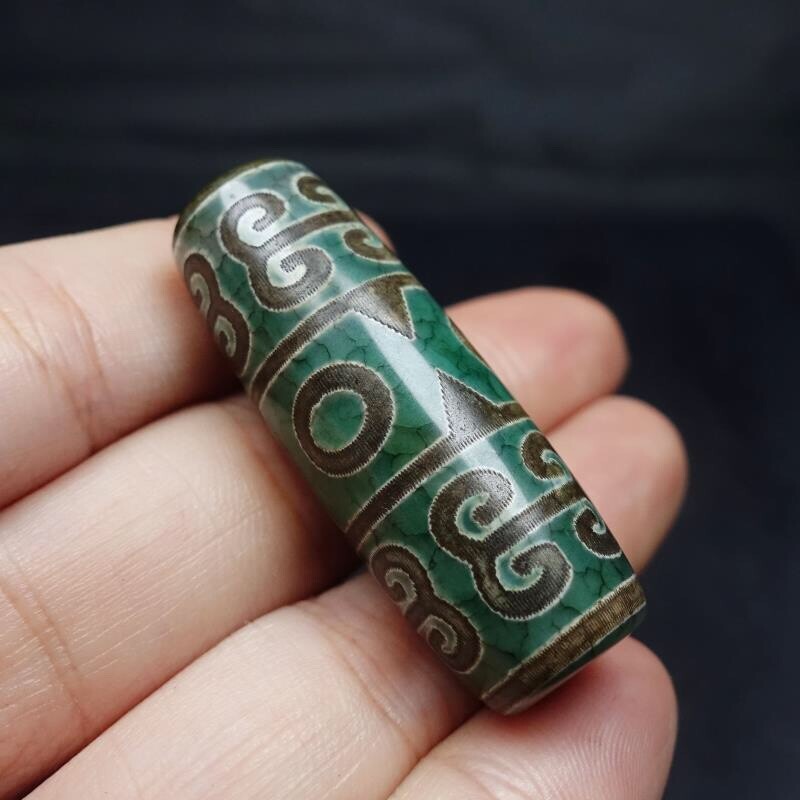 14*40MM Collect Tibetan Style Old Agate Three Eyes Ruyi Grain Dzi Bead Pendant