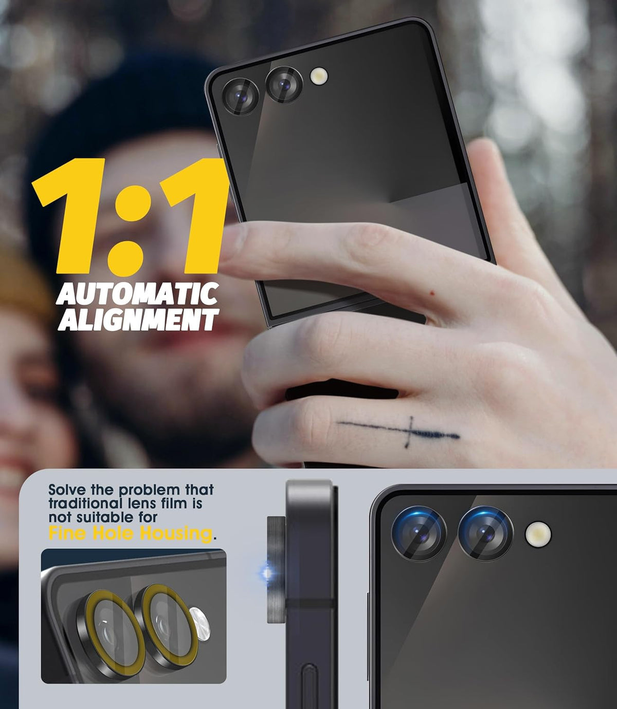 (2 Sets) Camera Lens Protector Compatible for Samsung Galaxy Z Flip 7/Z Flip 7 F