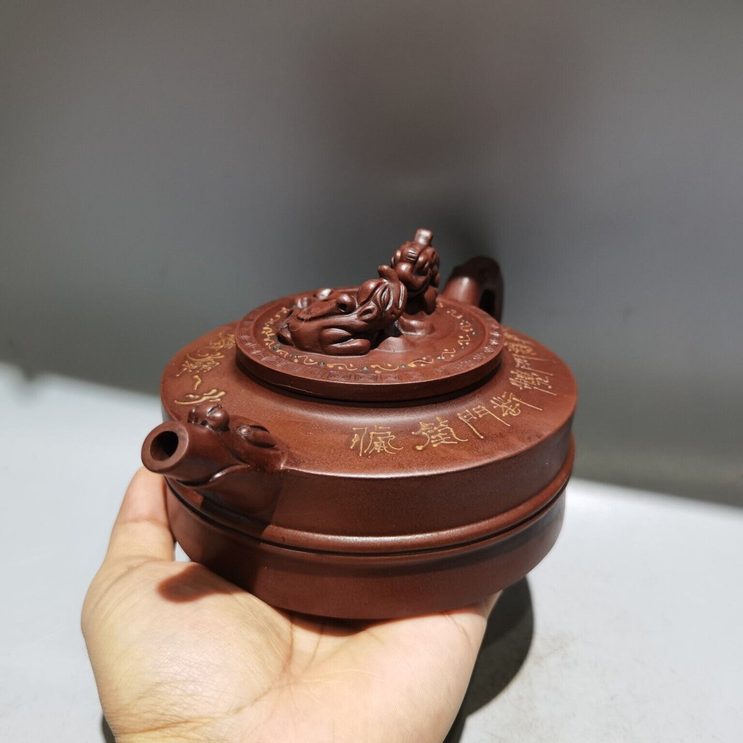 chinese yixing purple clay teapot tea set pot zisha ceramic dragon figurine art
