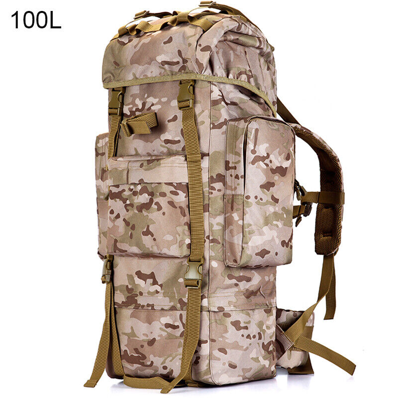 100L Military Tactical Backpack Large Capacity Waterproof Travel Bag Rain Cover