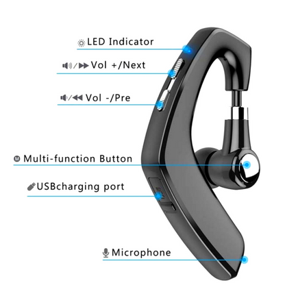 Wireless Bluetooth 5.0 Earpiece Headset Driving Trucker Earbuds Noise Cancelling