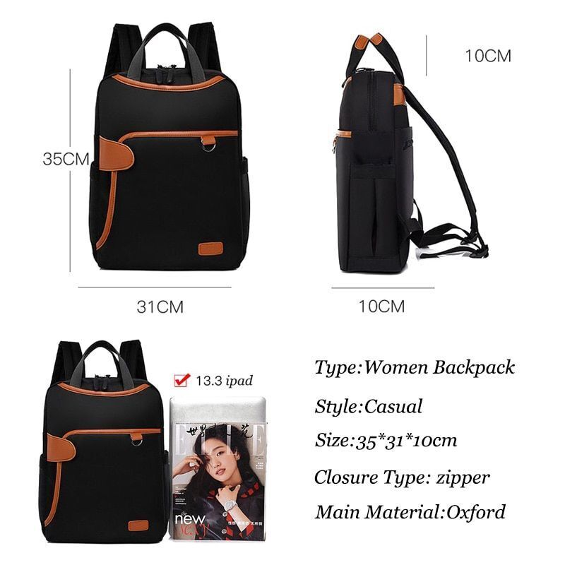 Oxford Backpack Waterproof Multifunction Bag 20-35L Polyester Zipper Soft Handle