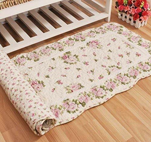 Rustic Rose Flowers Area Carpet Home Decor Cotton Pink Pattern Bedroom Floor Rug