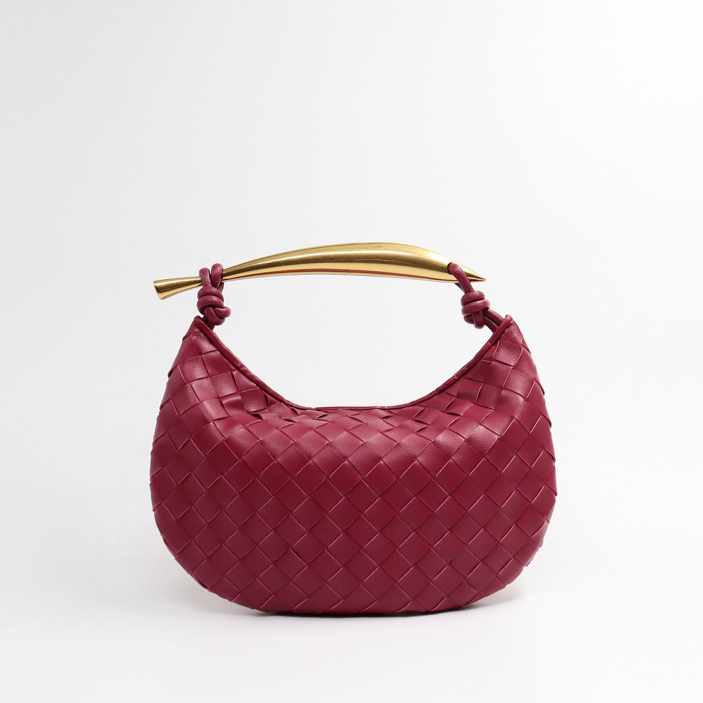 Woven Microfiber Leather Top Metal Handle Clutch Handbag Purse Tote Fashion Bag