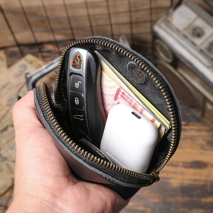 Genuine Leather Coin Purse Short Wallet Key Holder Small Money Pouch Zipper Bags