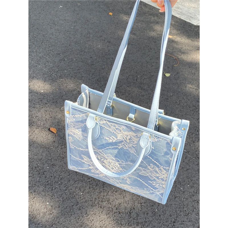 Lace Tote Bag Summer Fashion Large Shoulder Purse 30*24.5*12CM Synthetic Leather