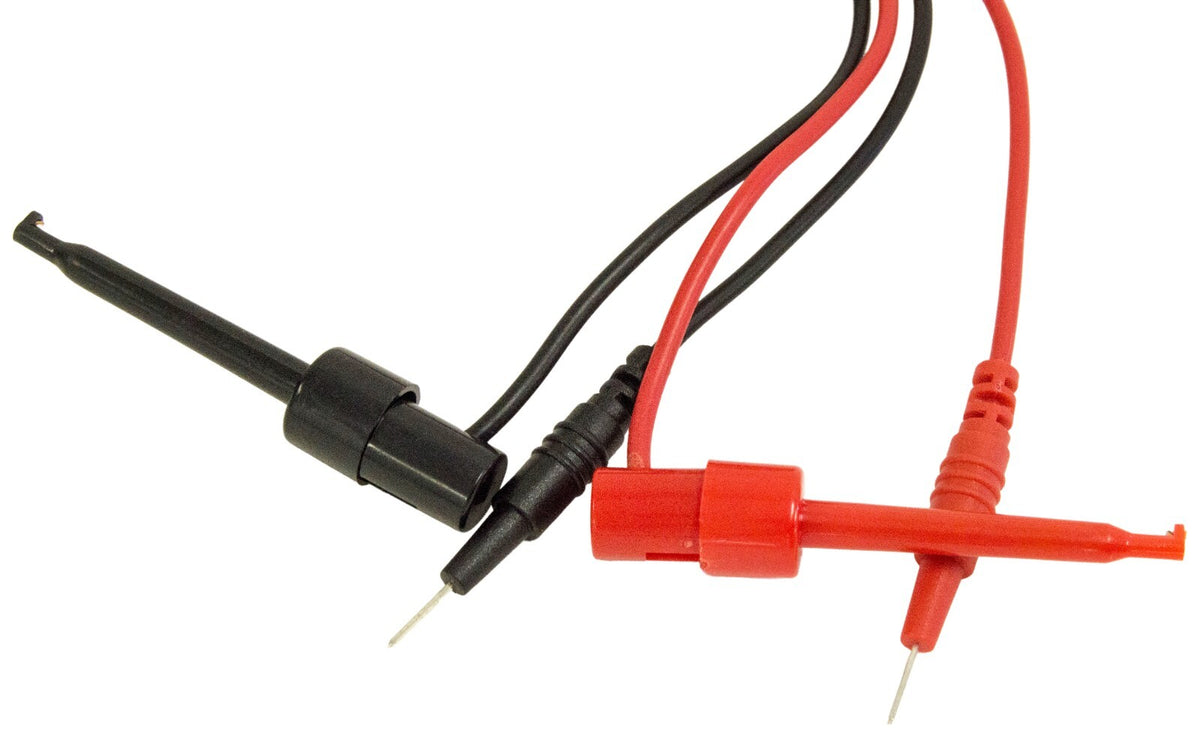 2 Red & 2 Black Minigrabber IC Hook to Male Jumper Pin for Breadboard Test Leads