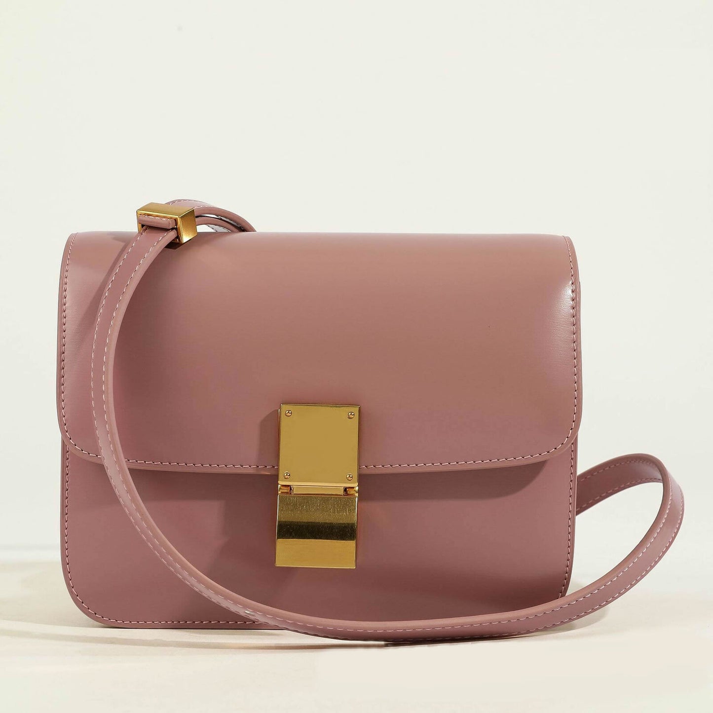 20/24cm Real Leather Small Flap Purse Clutch Box Shoulder Bag Crossbody Handbag