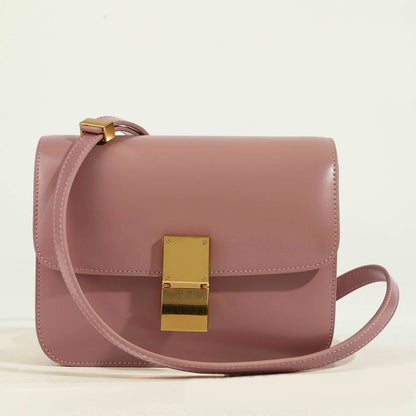 20/24cm Real Leather Small Flap Purse Clutch Box Shoulder Bag Crossbody Handbag