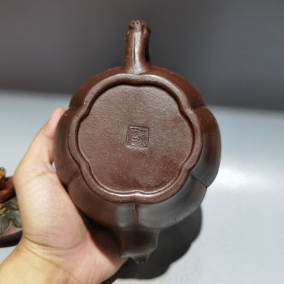 Vintage Chinese Yixing Purple Clay Teapot Zisha Ceremony Carving Collectible Art