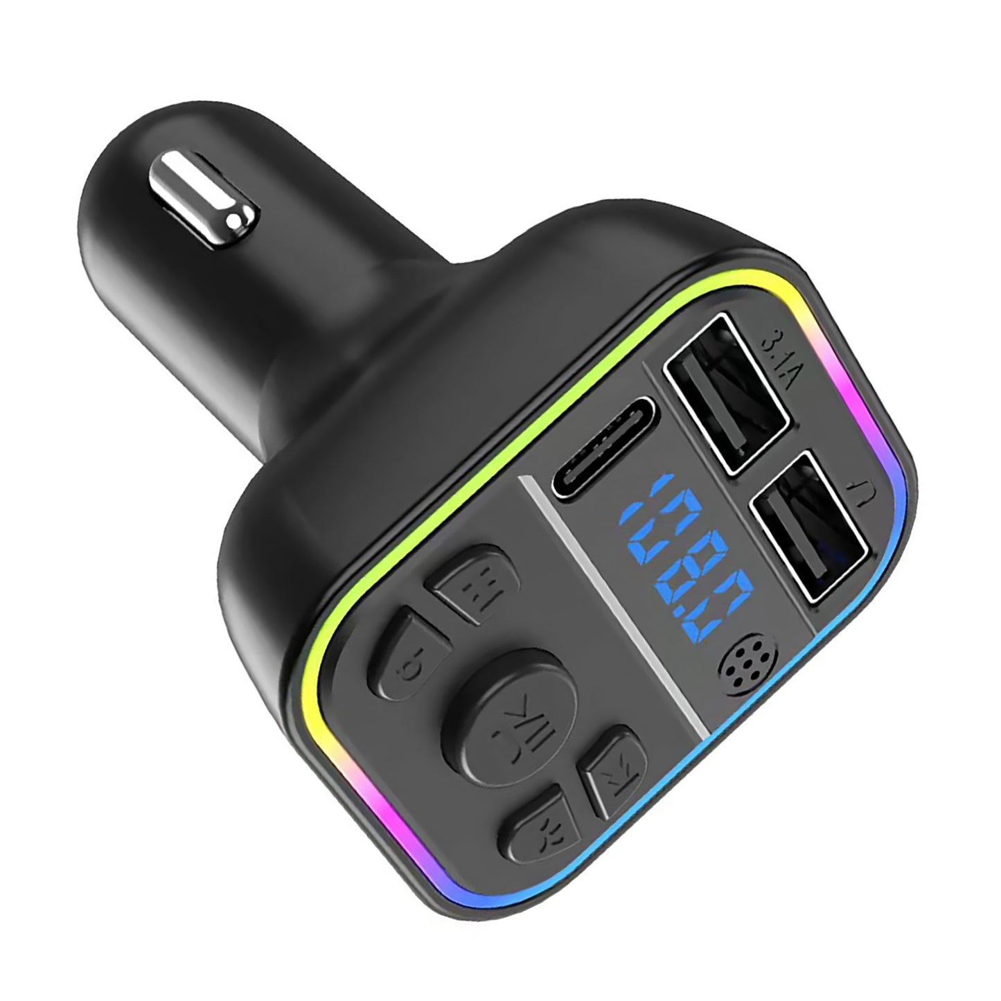 Car FM Transmitter Adapter Type-C Dual USB Fast Charger Handsfree 12V-24V