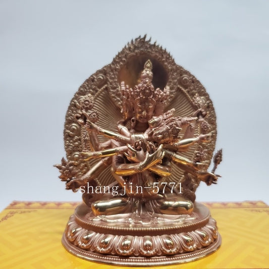 4.7" Old Copper Guhyasamaja Akshobyarajra Tantra Statue Buddhist Home Ritual