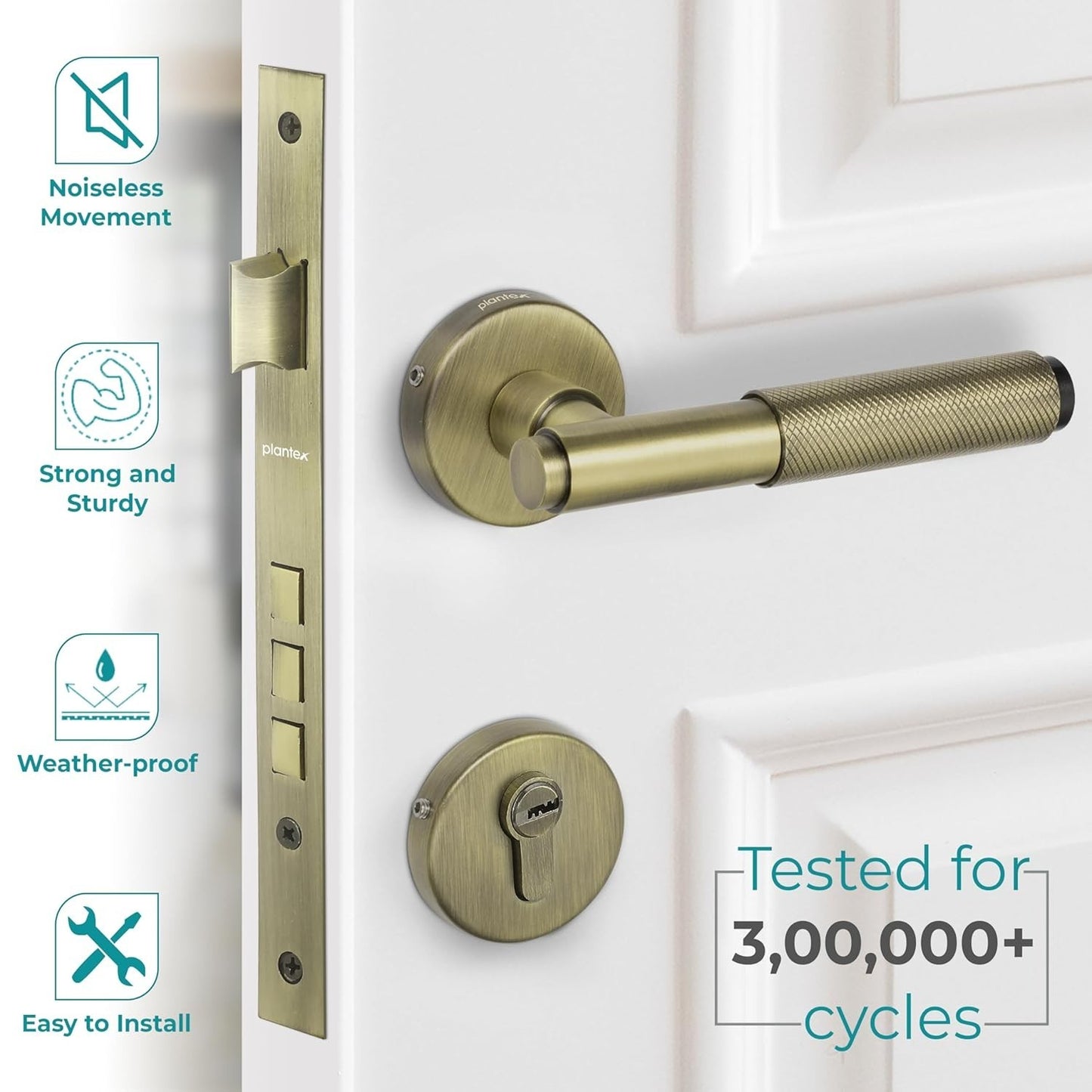 Heavy Duty Mortise Main Door Lock Set For Home Office With 3 Brass Keys