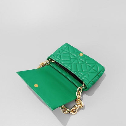 Handbag Green Small Flap Shoulder Bag Chain Clutch Bags Polyester Square Purse