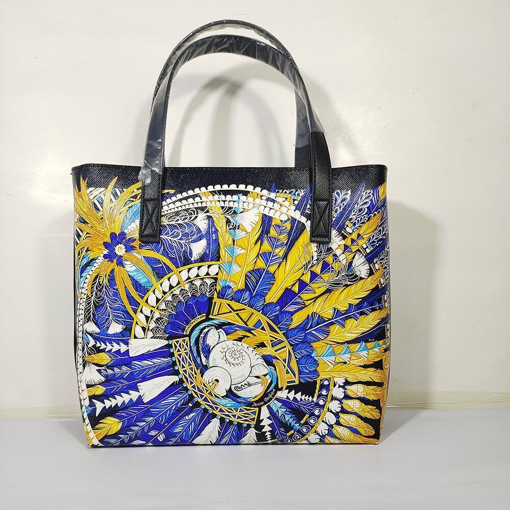 Floral Traveling Shoulder Bag Textured Leather Shopper Large Bag Women Handbags