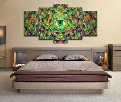 Psychedelic Experience Trippy Eye 5 Panel Canvas Print Wall Art Home Decoration