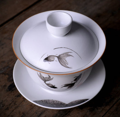 180ml Chinese Ceramic Gaiwan Coffee Cup Kungfu Tea Bowl Tureen Tea Set Decor