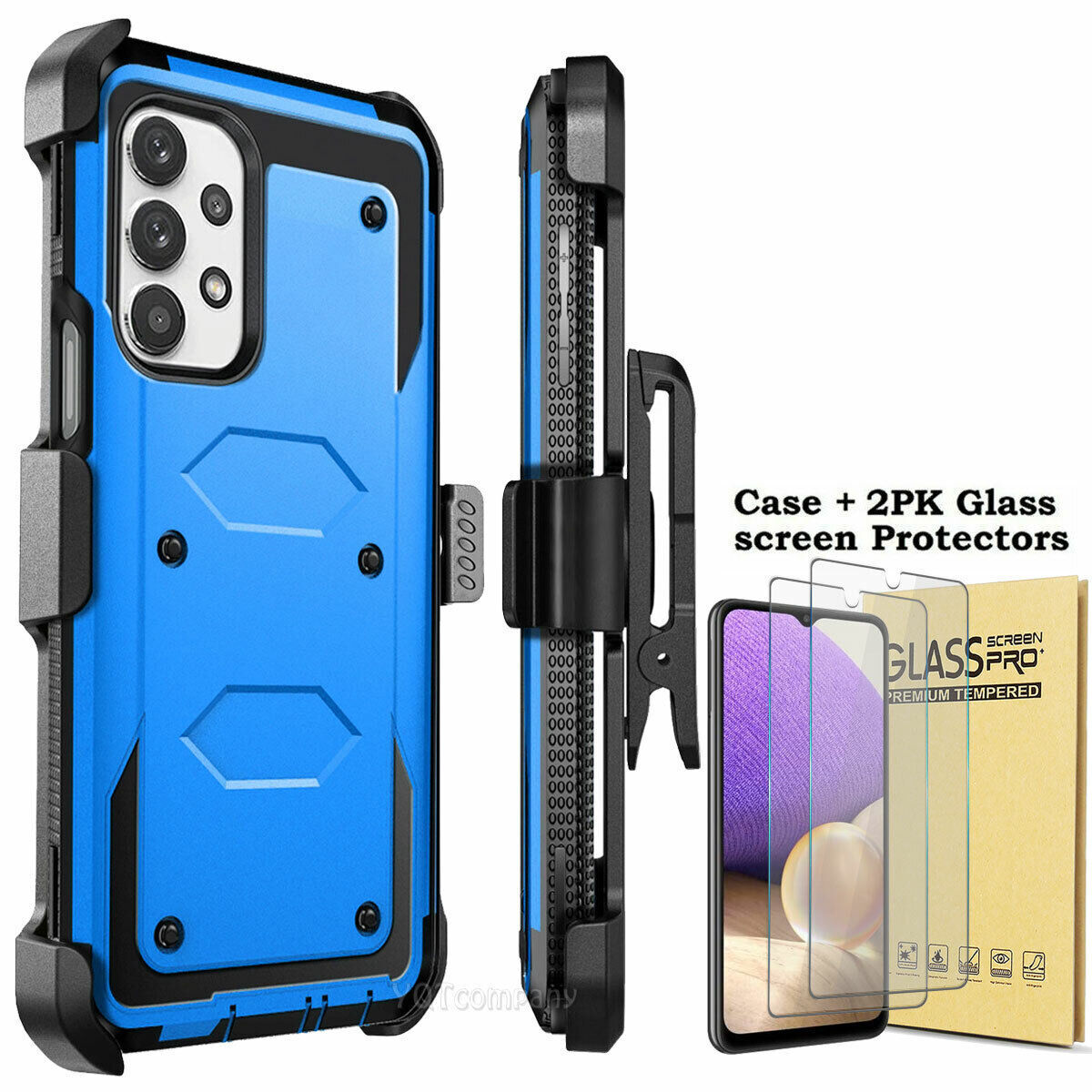 For Samsung Galaxy A32 5G Case Shockproof Rugged Clip Cover + Screen Protector