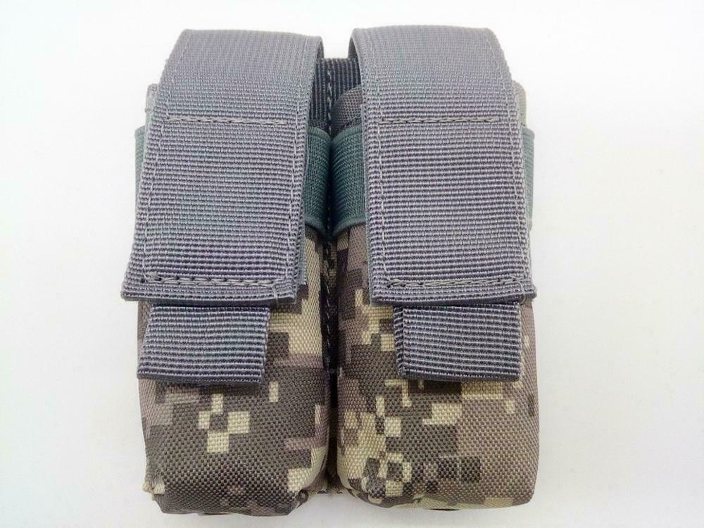 9mm Tactical Double Magazine Pouch Flashlight Holder Hunting Waist Belt Mag Bag