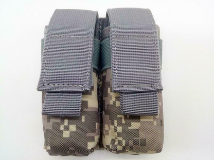 9mm Tactical Double Magazine Pouch Flashlight Holder Hunting Waist Belt Mag Bag