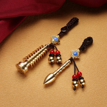 1pc Brass Nine Story Wenchang Tower and Pen Pendant Gift Pendant Keychain