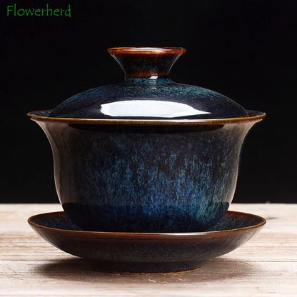 160ml Ceramic Kung Fu Tea Set Kiln Change Gaiwan Tea Bowl Tea Cup Home Tea Maker