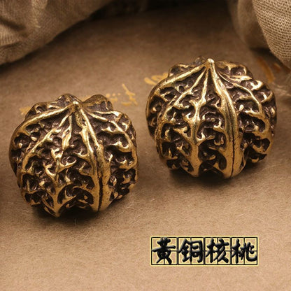 Solid Brass Walnut Hand Piece Wenwan Fitness Ball Tea Pet 200g a Pair