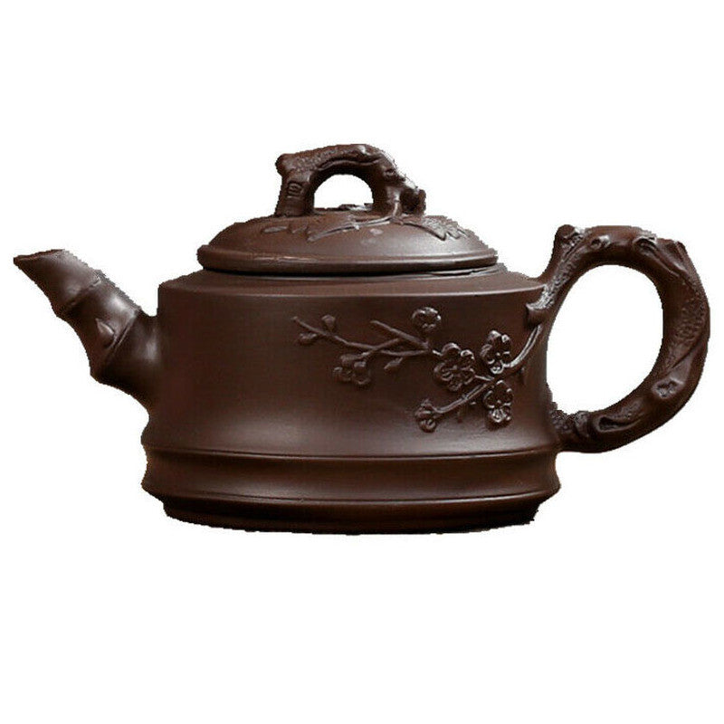 120ml Chinese Purple Clay Pottery Teapot Hand Carved Flower Pattern Plum Tea Pot