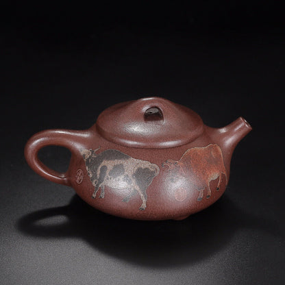 Chinese Yixing Zisha Clay Handmade Exquisite Teapot （五牛石瓢 底款：高永伟）