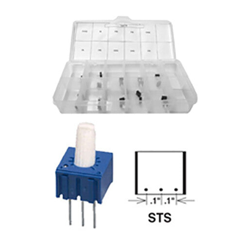 20 Piece Single Turn Cermet Potentiometer Assortment, 500 to 1M ohms, 1/2 Watt