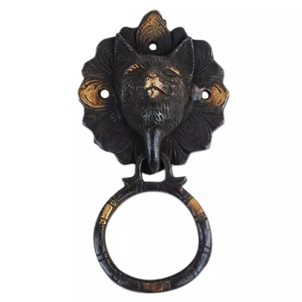 Antique Look Brass Cat Look Door Knocker Ring Door Bell Home Decor