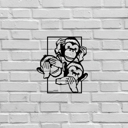 Three Big Mouth Monkeys Metal Wall Decor, Modern Wall Decor Bedroom Decor