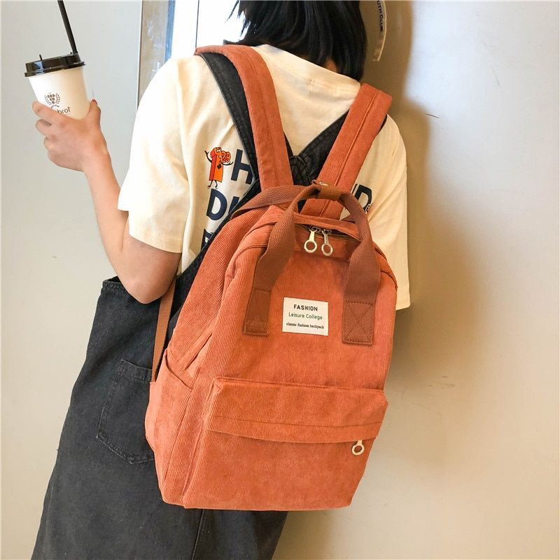 Backpack School Traveling Shoulder Bags 27*1*36 CM 20-35 L Orange/Black/Beige