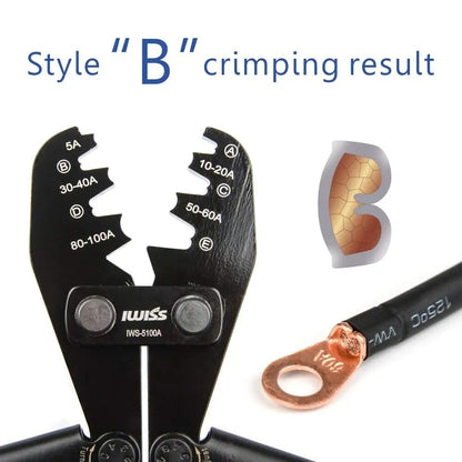 IWISS Crimping Plier Tools U Type Terminal Crimping Plier for Crimp 5A to 100A