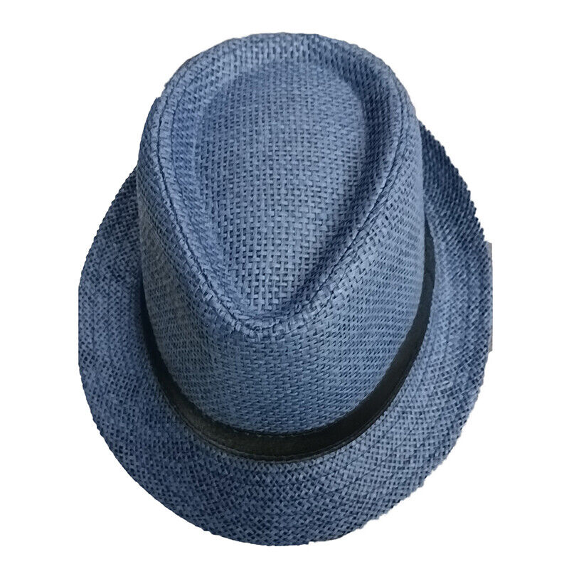 Men Women Straw Jazz Fedora Hat Trilby Cuban Sun Cap Panama Short Brim Summer*US