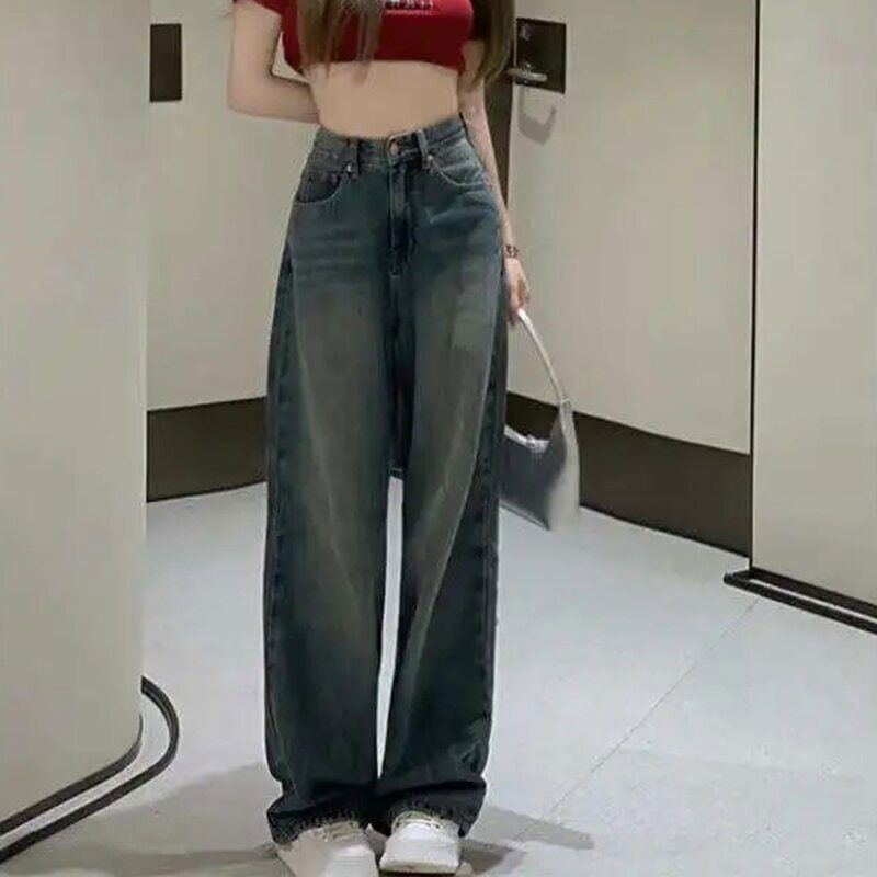 2023 Autumn High Waist Bagge Pants Woman Y2k Streetwear Loose Denim Trousers