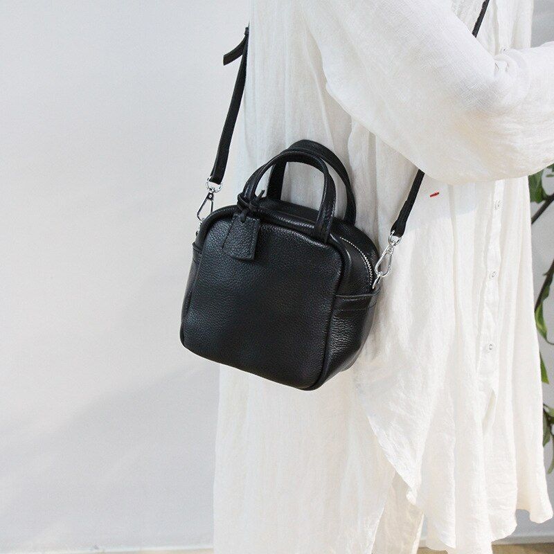 Genuine Leather Cowhide Handbag Purse Fashion Large Crossbody Bags 10*17*17 CM