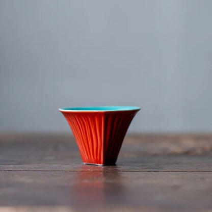 1pc chinese jingdezhen porcelain tea cup：red triangle