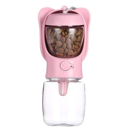 Dog Travel Water Bottle with Food Container & Leak Proof Lock