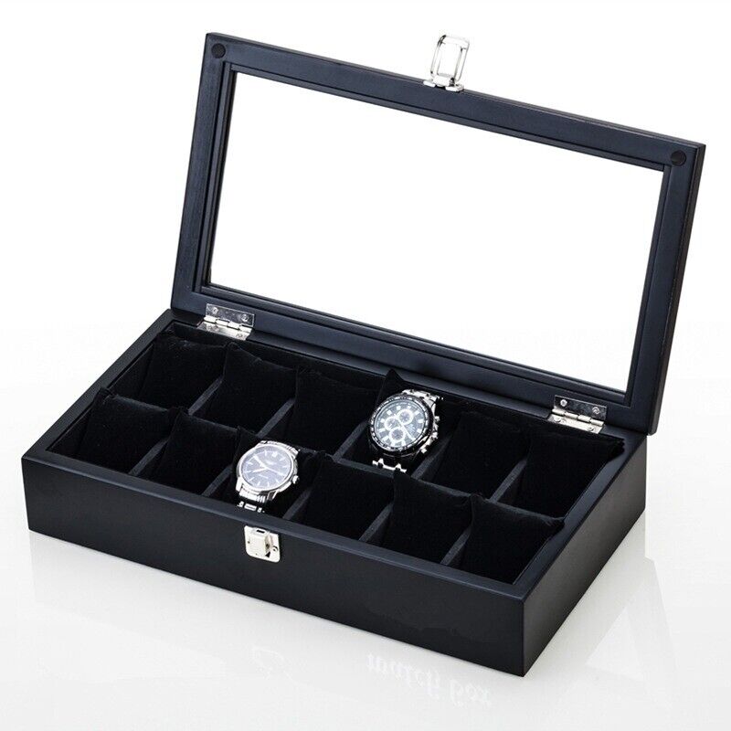 Men Watch Box Organizer Top Wooden Display Fashion Storage Holder Case 3~12Slots