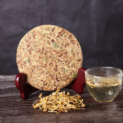 200g High Quality Honeysuckle Tea Cake Squeezing Process Scented Tea Chinese Tea