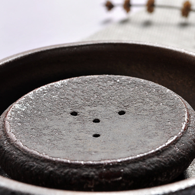Iron Rust Glaze Pot Mat Ceramic Crude Pottery Holder For Tea Pot Reservoir Mats
