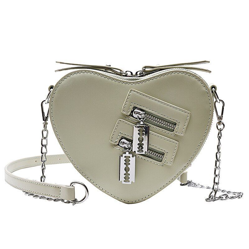 Gothic Heart Blade Zipper Chain Crossbody Bags Shoulder Purse Handbags Wallet