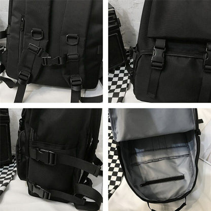 Fashion Backpack Waterproof Laptop Rucksack School Anti-theft Travel Bag Black