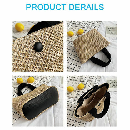 Lady Fashion Wicker Handbag Bags Tote Beach Straw Woven Summer Rattan Basket Bag